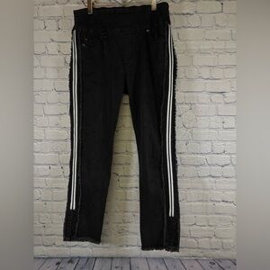 Lisette-L Montreal Black Denim Side Stripe Motocore Rocker Streetwear Jeans 8